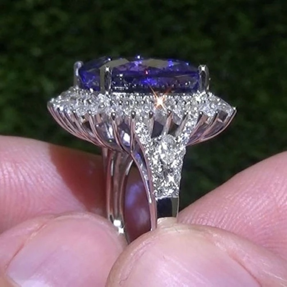 New Vintage 925 Silver Square Cut Blue Sapphire Ring - Picture 6 of 6